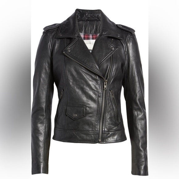 Treasure & Bond Jackets & Blazers - Treasure & Bond - Real Leather Moto Jacket, Black Leather, Size M